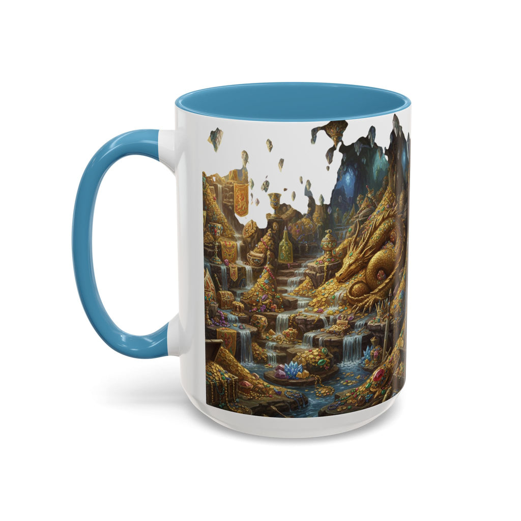 Dragon Hoard Accent Coffee Mug — Fantasy Treasure Landscape (11/15 oz)