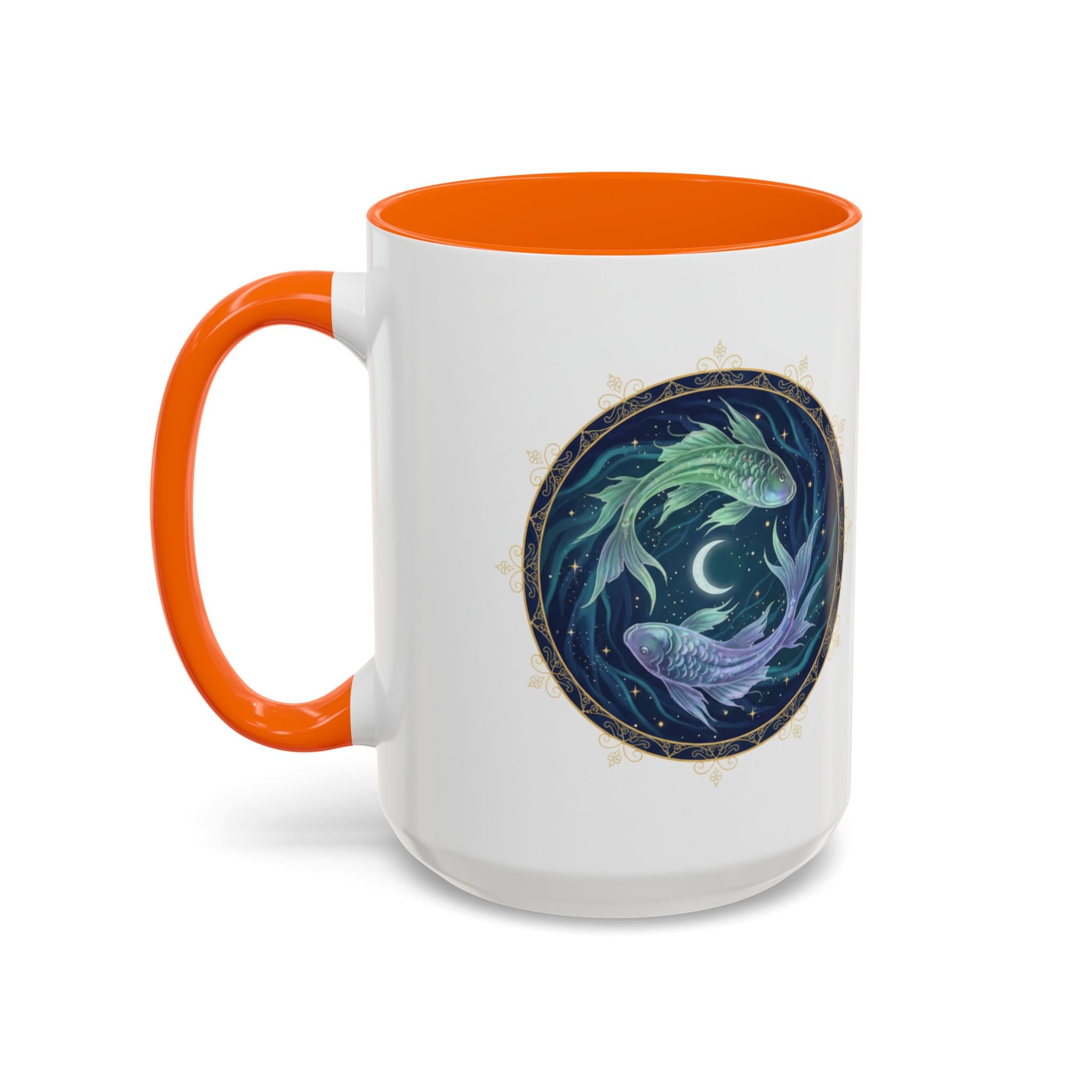 Koi Yin Yang Coffee Mug — Celestial Fish Moon Ceramic Accent Mug (11/15oz)