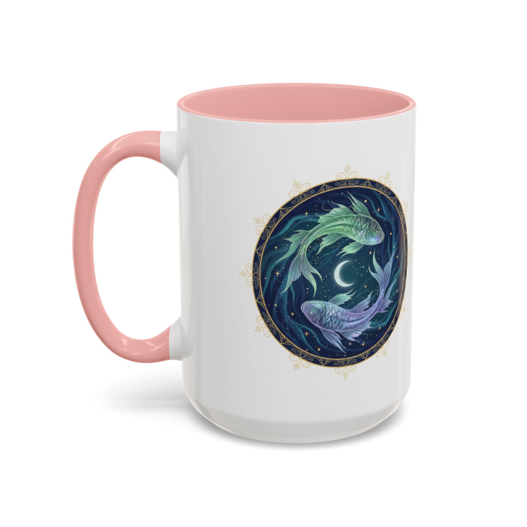 Koi Yin Yang Coffee Mug — Celestial Fish Moon Ceramic Accent Mug (11/15oz)