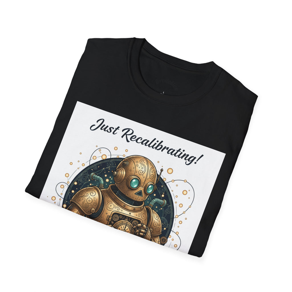 Robot T-Shirt — "Just Recalibrating!" Vintage Steampunk Space Tee