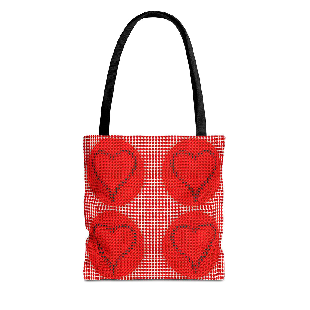 Heart Pattern Tote Bag — Red Valentine All-Over Print Canvas Tote
