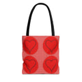 Heart Pattern Tote Bag — Red Valentine All-Over Print Canvas Tote
