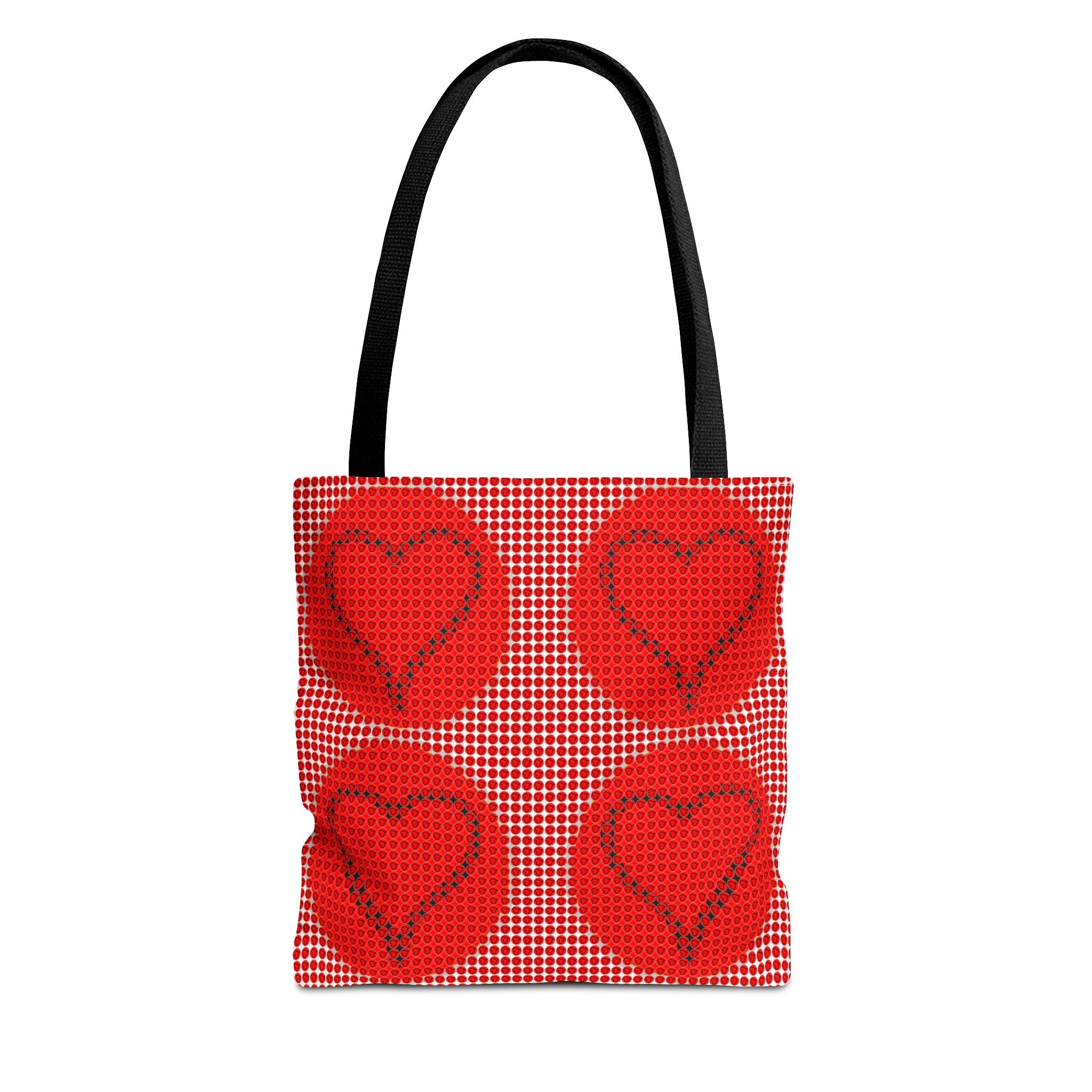 Heart Pattern Tote Bag — Red Valentine All-Over Print Canvas Tote