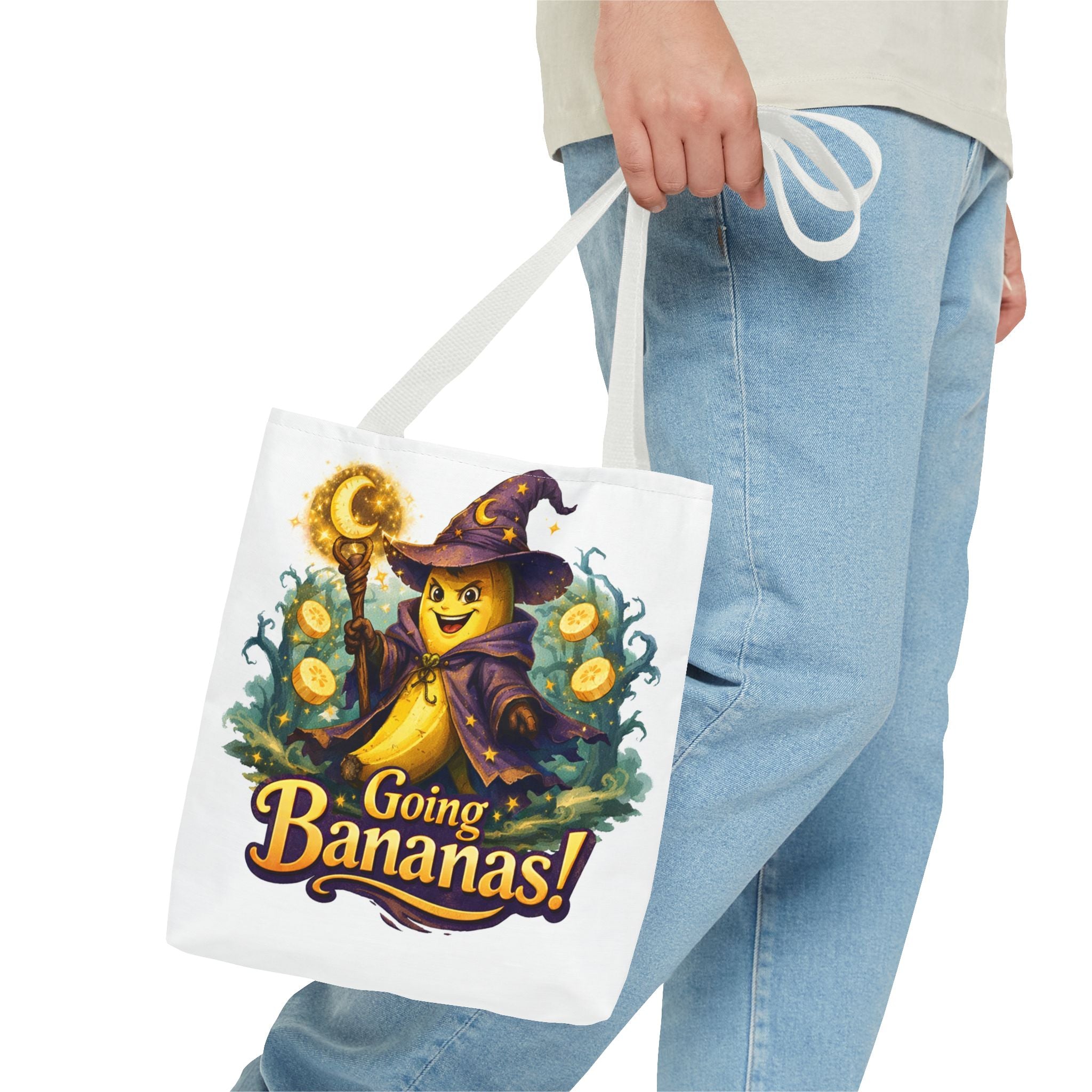 Going Bananas! Witch Banana Tote Bag — Cute Halloween Grocery & Trick-or-Treat Tote