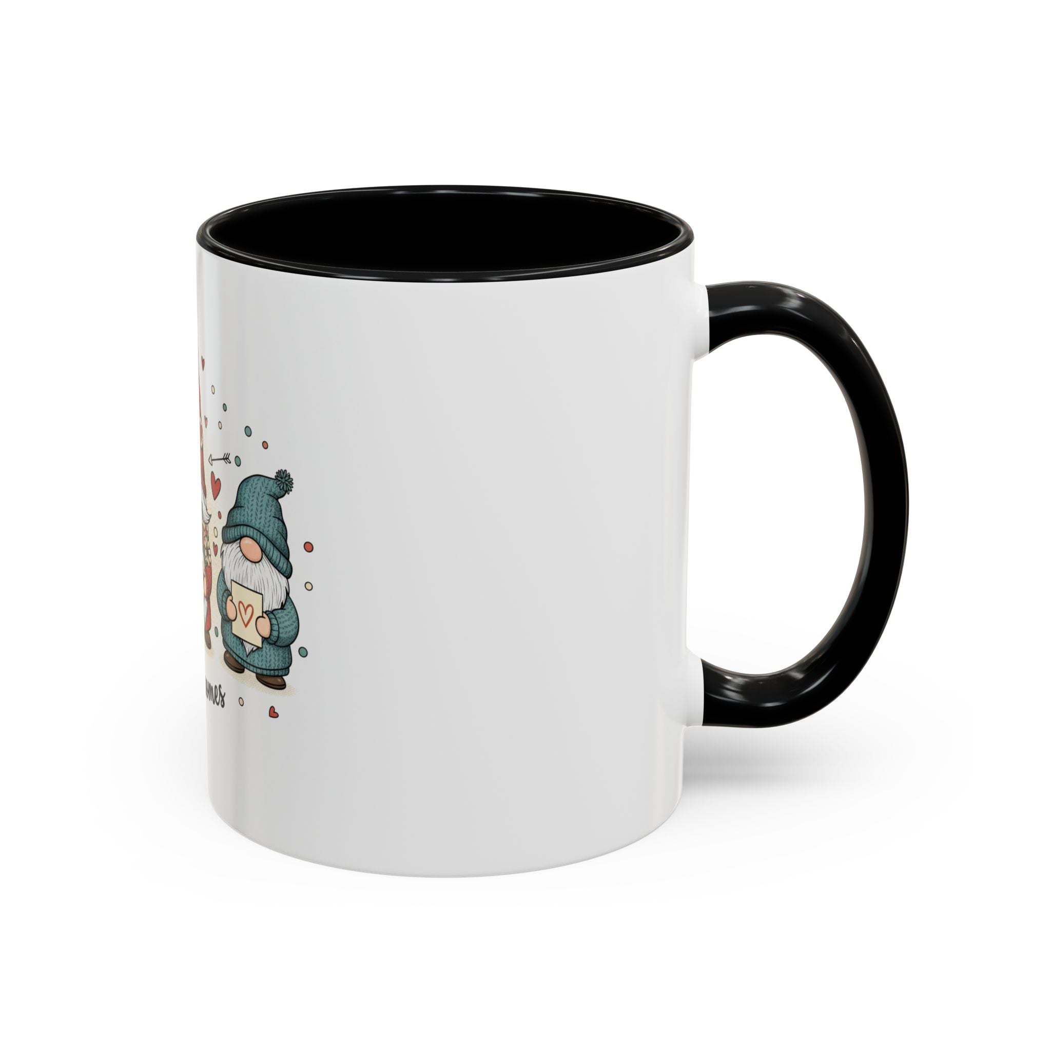 Love Gnomes Accent Coffee Mug — Cute Valentine Heart Gnome Tea Cup (11/15oz)