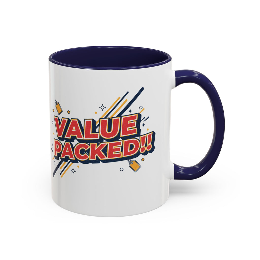 Value Packed!! Accent Coffee Mug — Bold Retro Comic Graphic (11/15 oz)