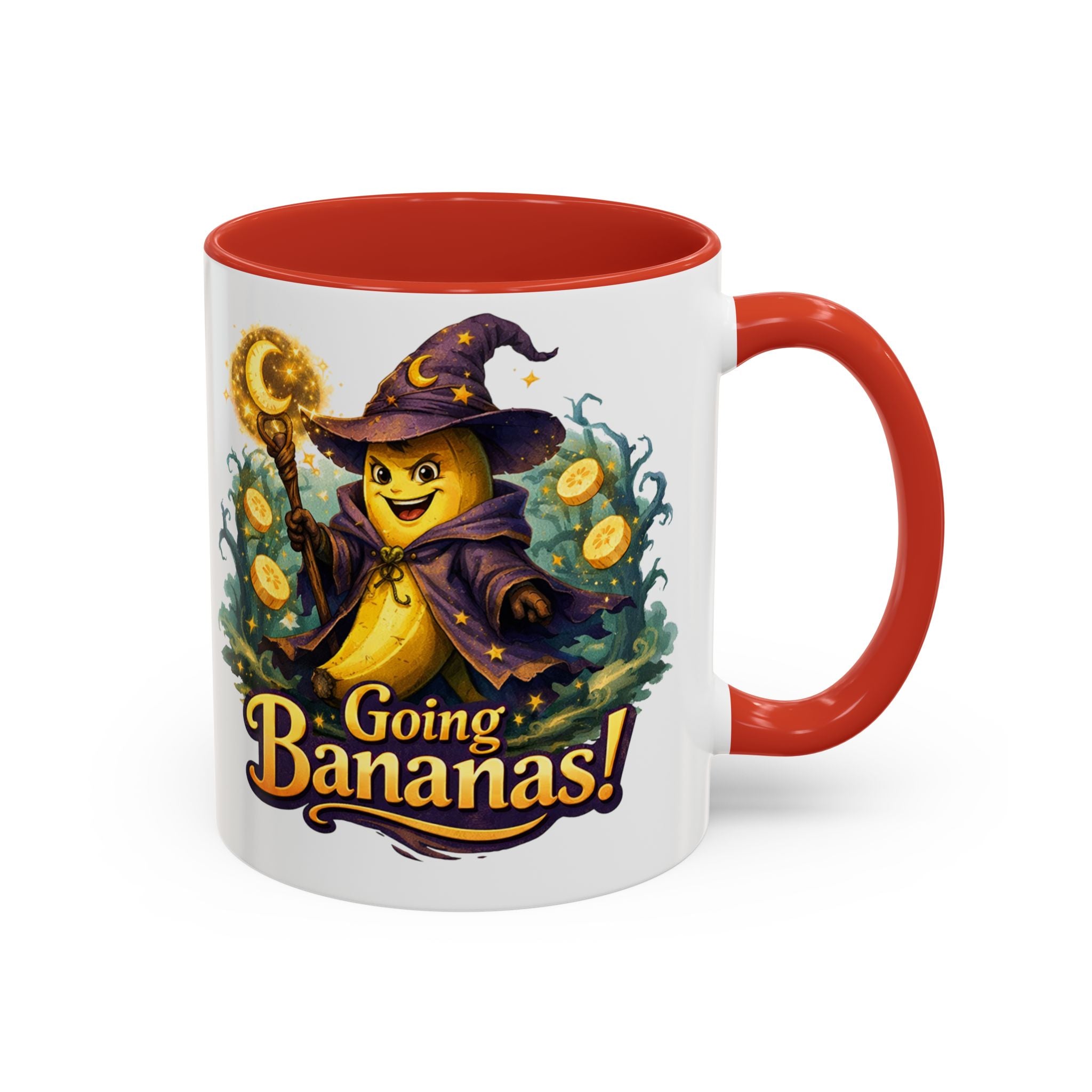 Going Bananas! Witch Banana Accent Coffee Mug — Fun Halloween Coffee Cup (11/15oz)