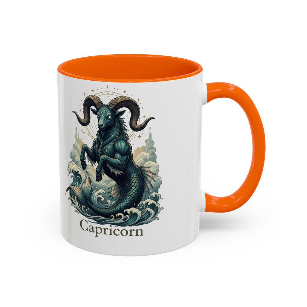 Capricorn Sea-Goat Accent Coffee Mug — Zodiac Astrology Ceramic Gift (11/15oz)