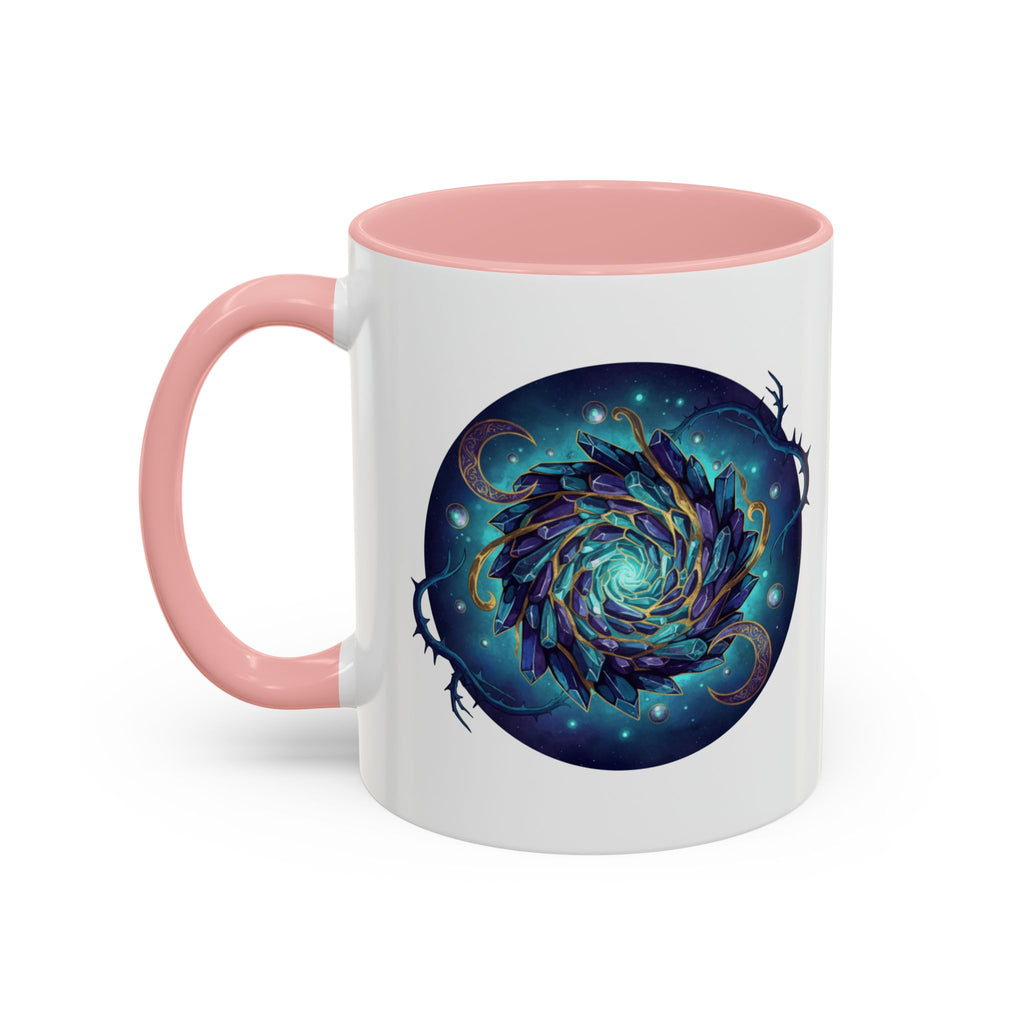 Galaxy Feather Spiral Accent Mug — Cosmic Boho Coffee Cup (11/15oz)