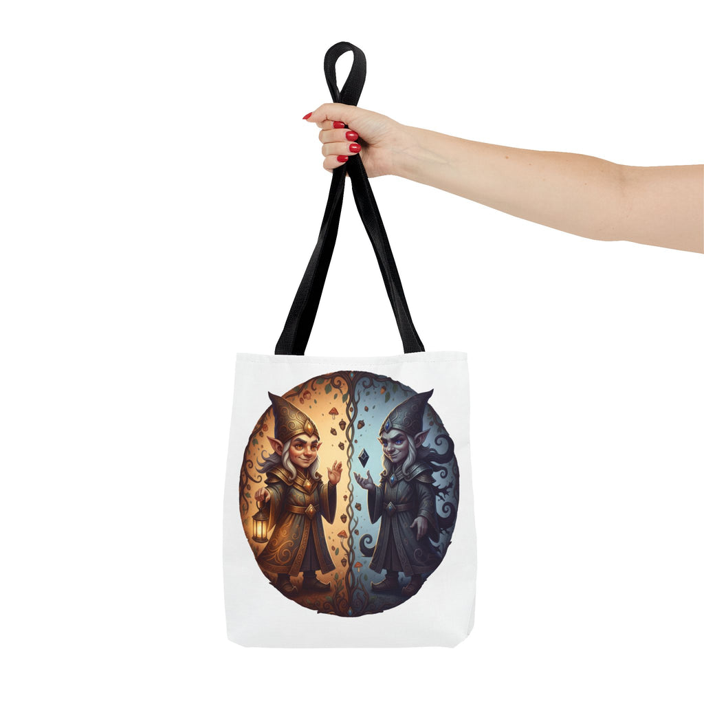 Gnome Duality Tote Bag — Day & Night Fantasy Illustration