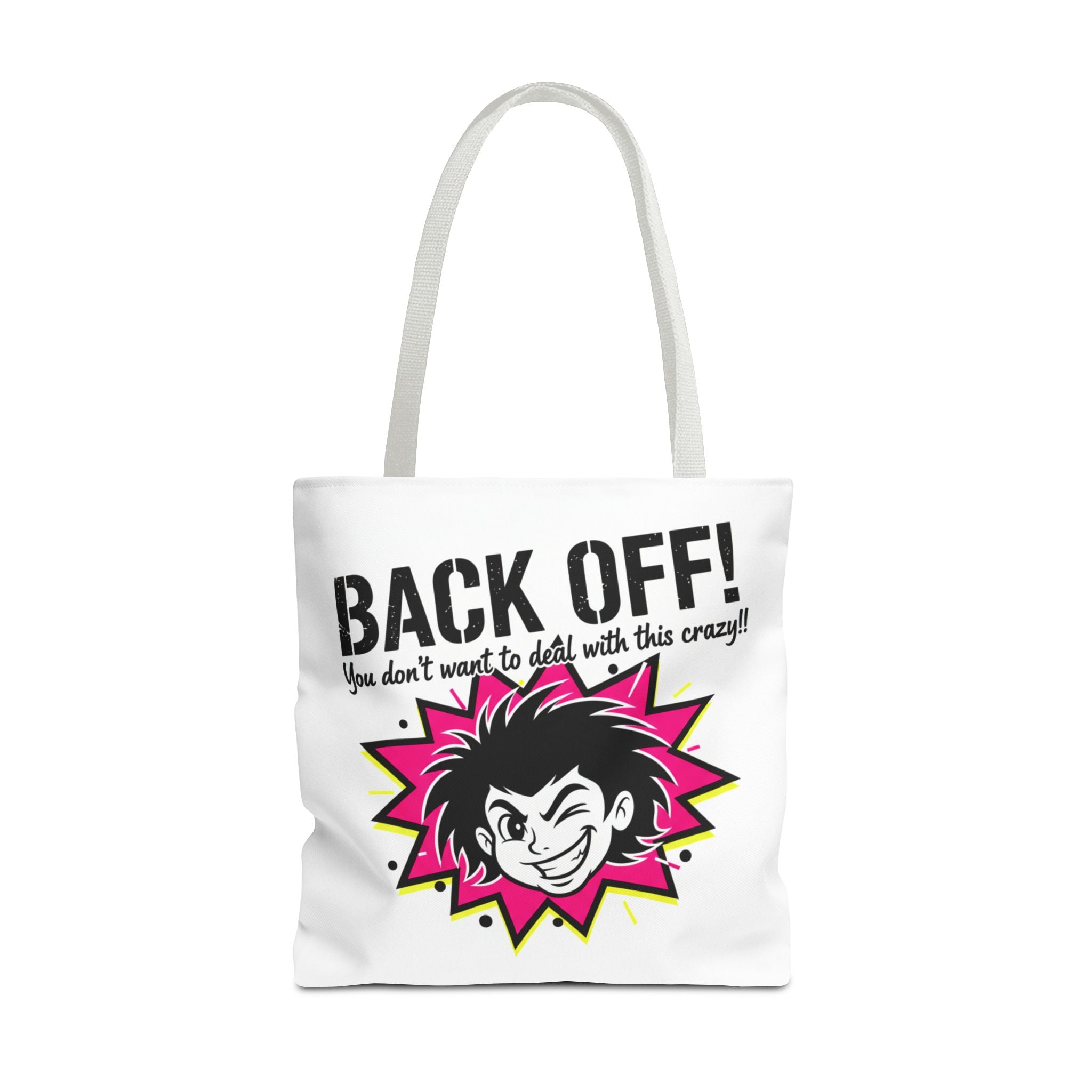 Back Off! Graphic Tote Bag — Funny Retro Punk Design