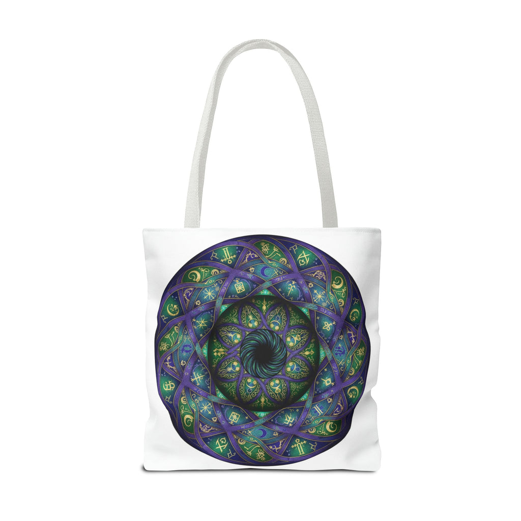 Mystic Mandala Tote Bag — Purple Green Spiral All-Over Print