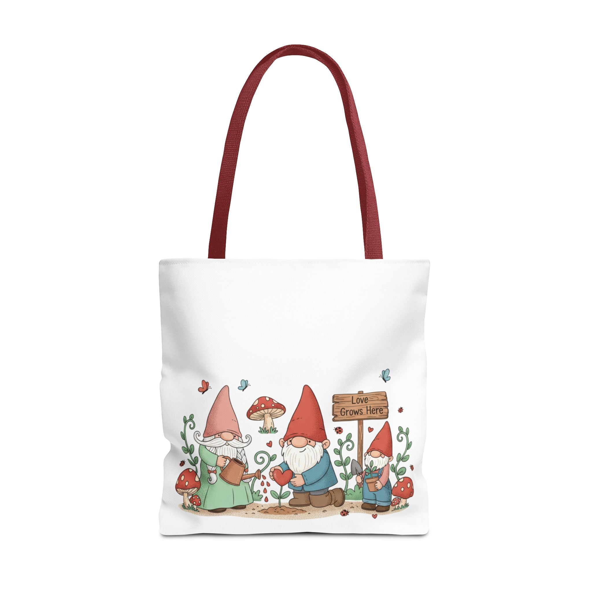Gnome Garden Tote Bag – Cute Mushroom Gnomes All-Over Print