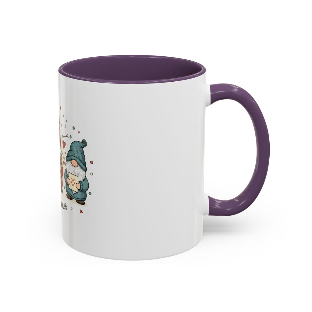 Love Gnomes Accent Coffee Mug — Cute Valentine Heart Gnome Tea Cup (11/15oz)