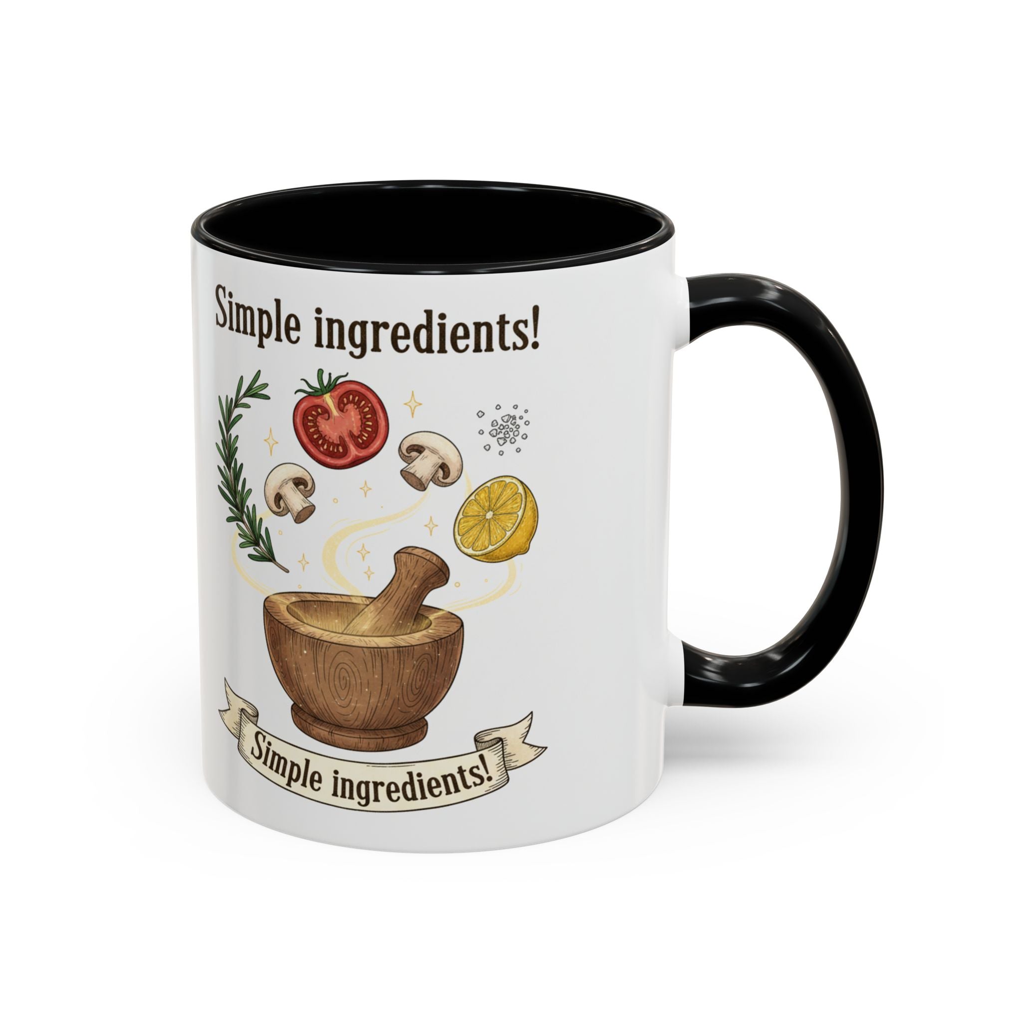 Simple Ingredients Coffee Mug — Cute Kitchen Mortar & Herbs Ceramic Accent Mug