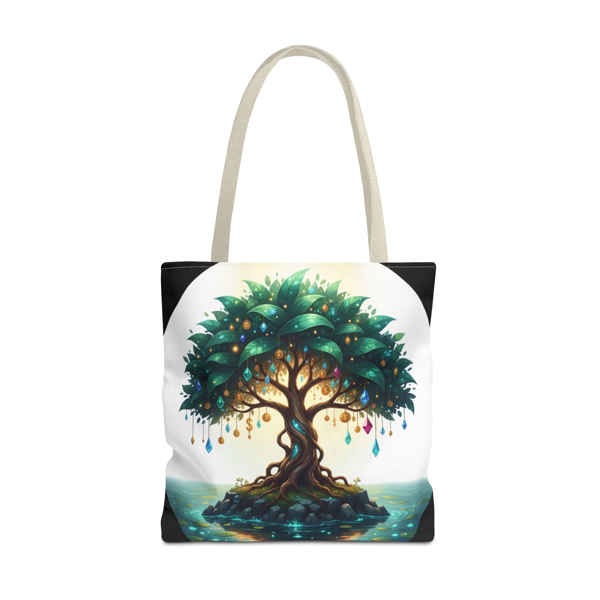 Enchanted Tree Tote Bag - Mystical Gem-Decorated Tree All-Over Print