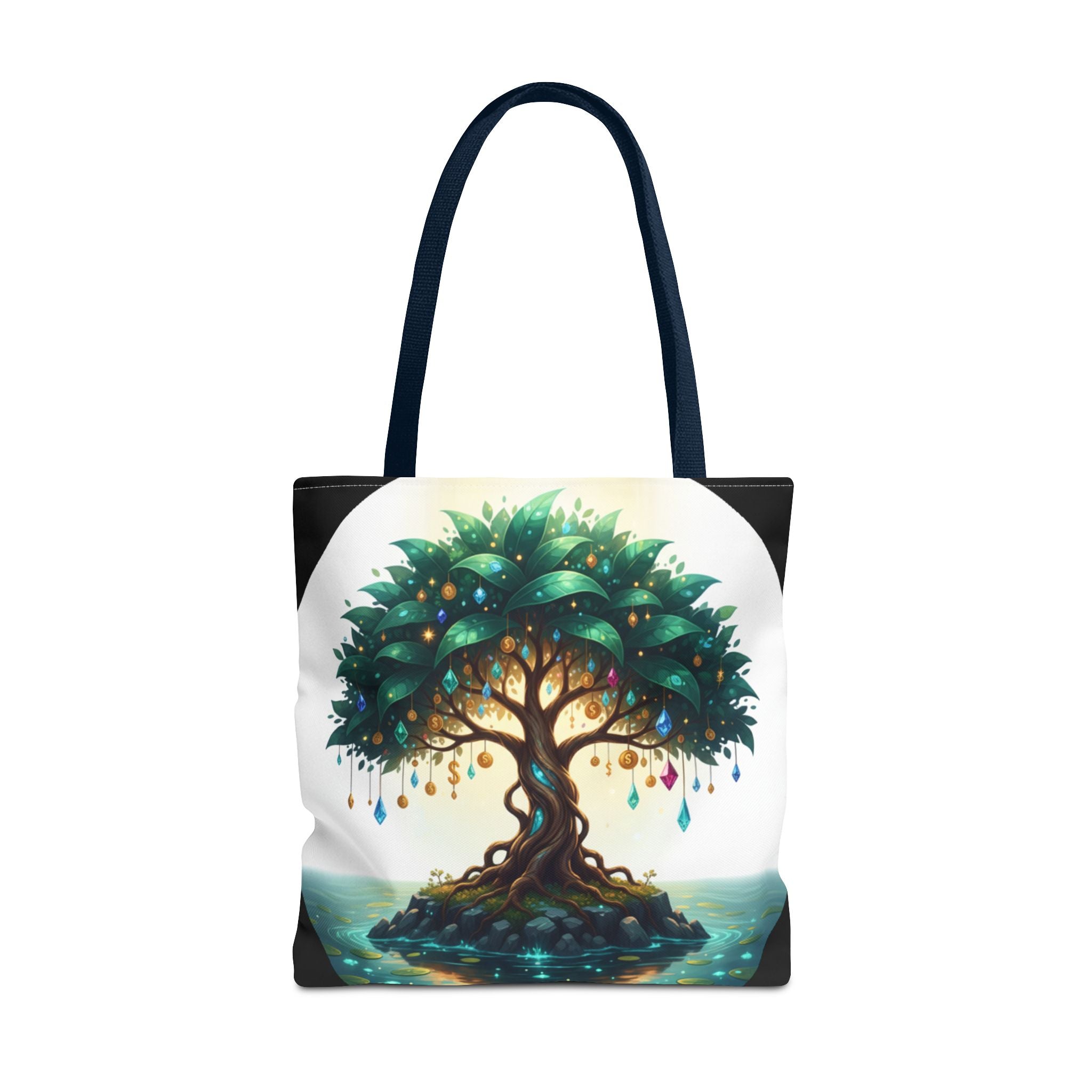 Enchanted Tree Tote Bag - Mystical Gem-Decorated Tree All-Over Print