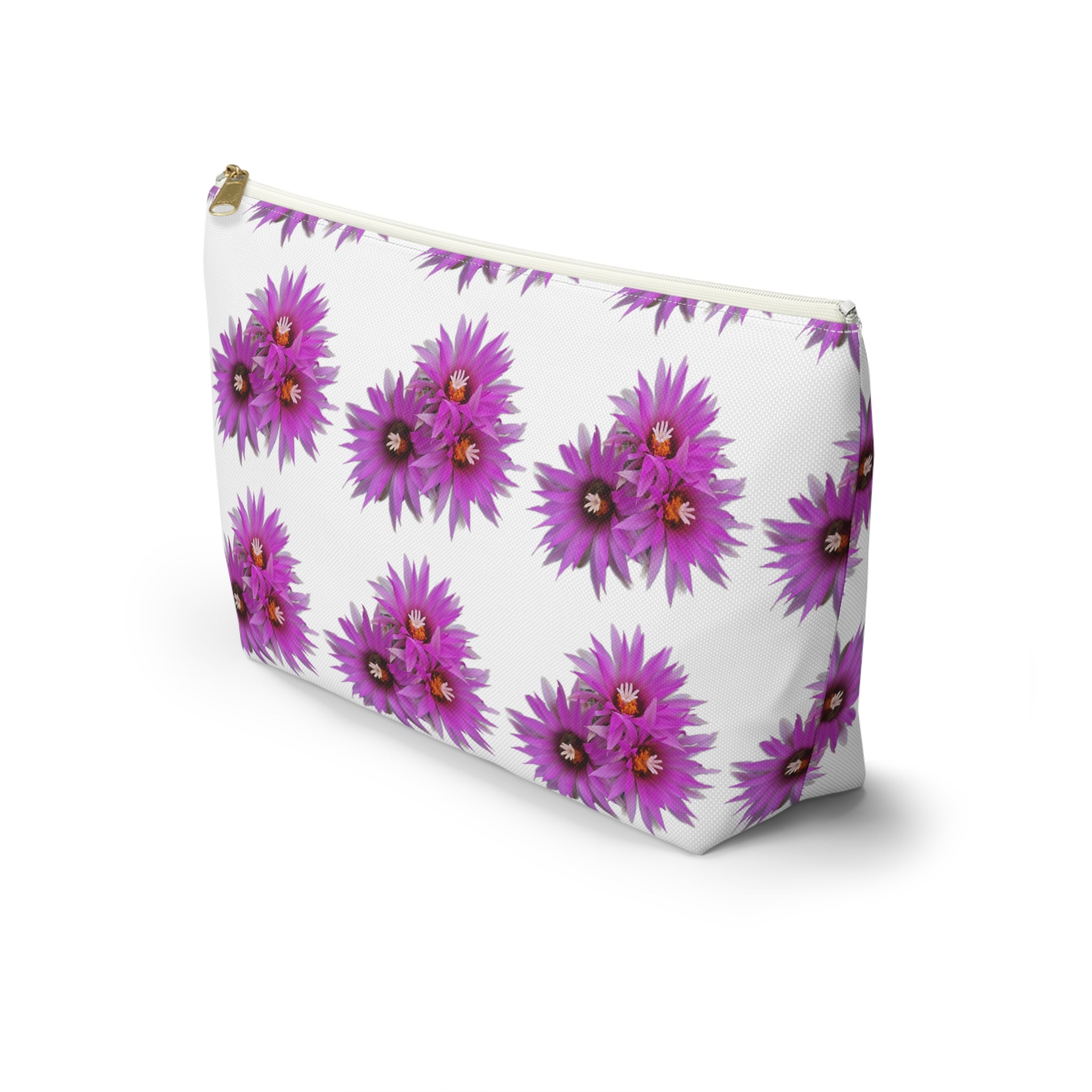 Purple Daisy Accessory Pouch — Floral Makeup & Travel T-Bottom Bag