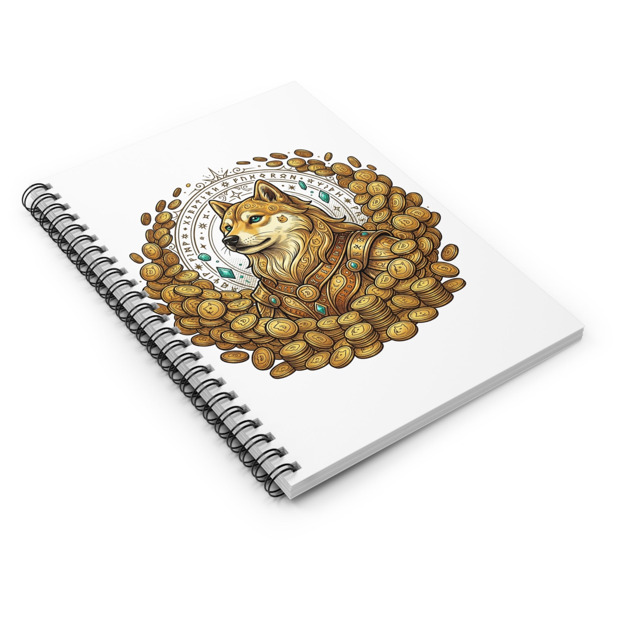 Shiba Inu Coin Hoard Spiral Notebook — Ruled Journal for Crypto Fans