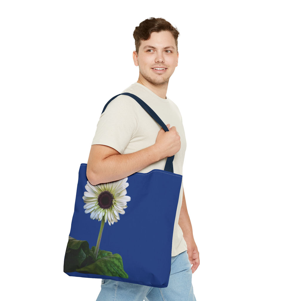 Daisy Print Tote Bag — White Floral All-Over-Print Canvas Tote