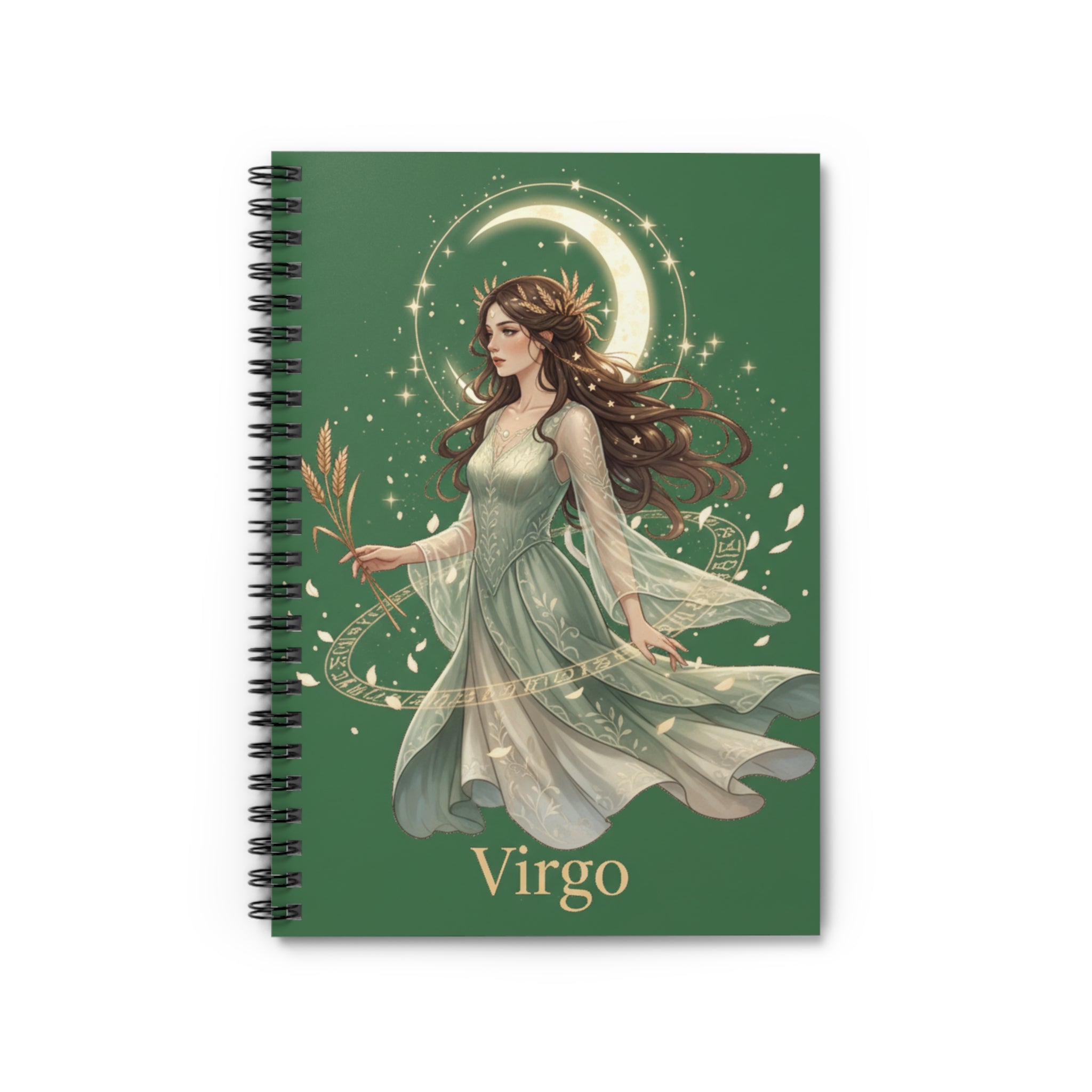Virgo Astrology Spiral Notebook — Ruled Journal with Celestial Maiden Design