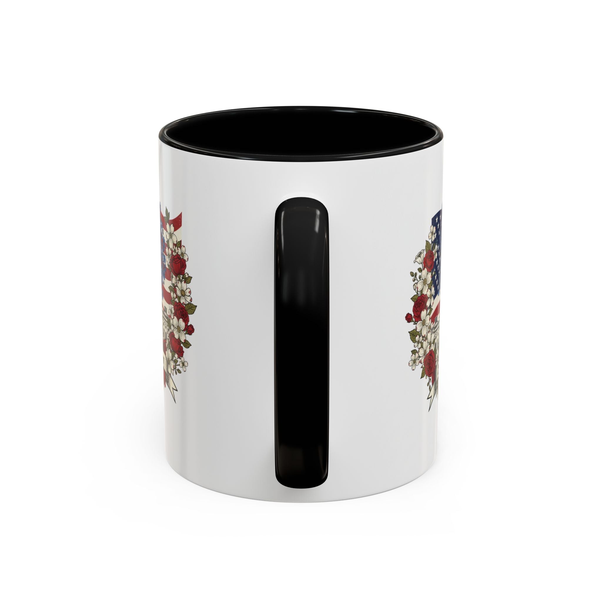 Capitol 250th Anniversary Accent Coffee Mug – Patriotic American Flag Floral Design (11/15oz)