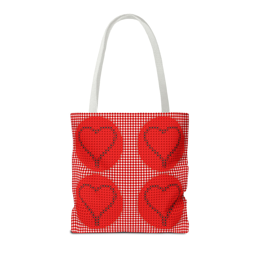 Heart Pattern Tote Bag — Red Valentine All-Over Print Canvas Tote