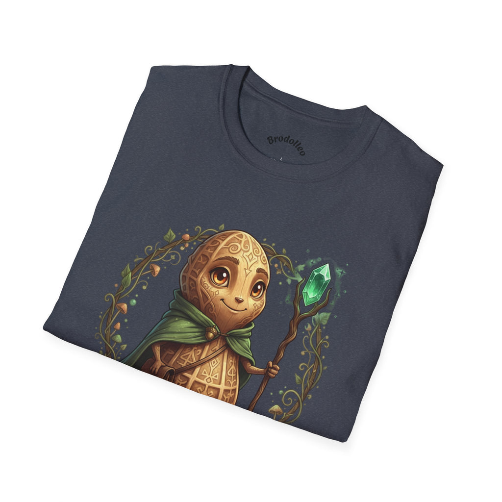 Fantasy Forest Wizard T-Shirt — Cute Turtle Mage with Emerald Staff