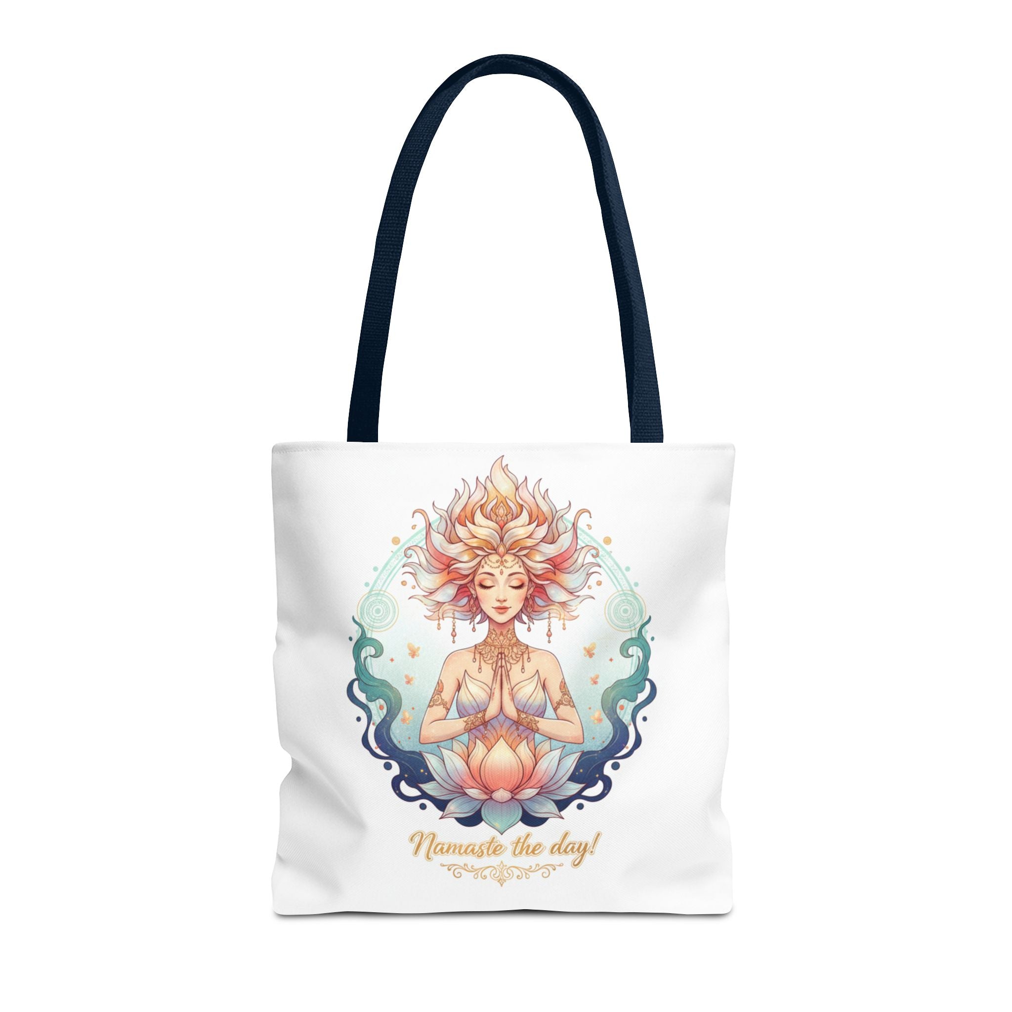 Yoga Lotus Tote Bag — "Namaste the day!" Meditation Canvas Tote