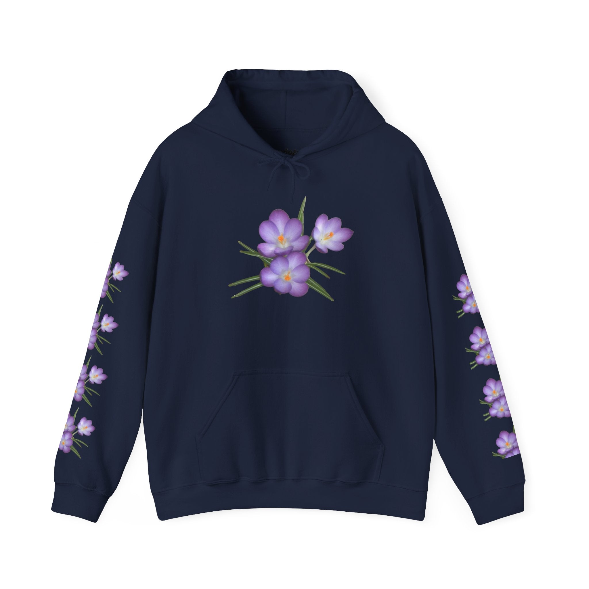 Purple Crocus Floral Hoodie — Spring Flower Graphic Sweatshirt
