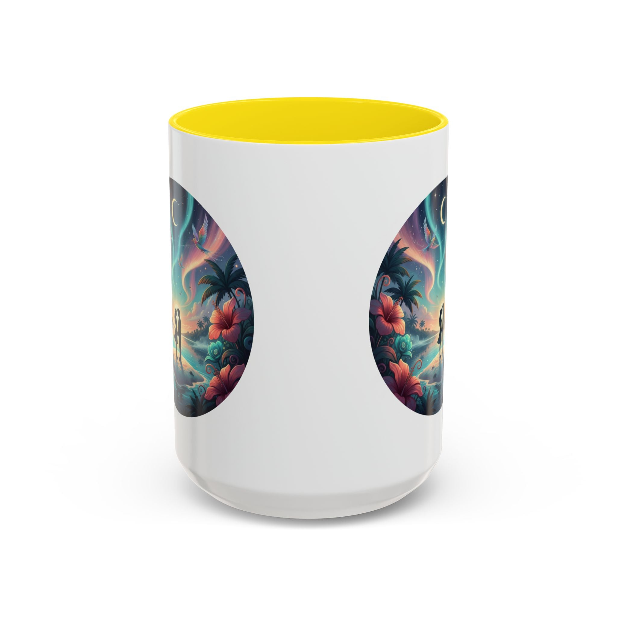 Tropical Sunset Coffee Mug — Romantic Beach Couple Accent Mug (11/15 oz)
