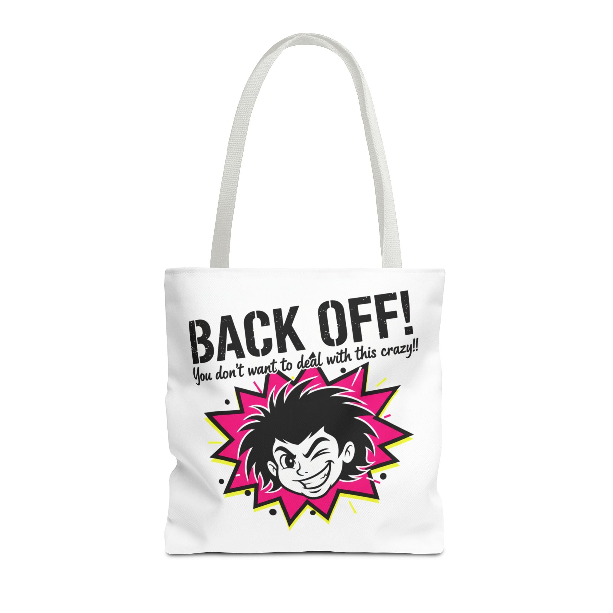 Back Off! Graphic Tote Bag — Funny Retro Punk Design