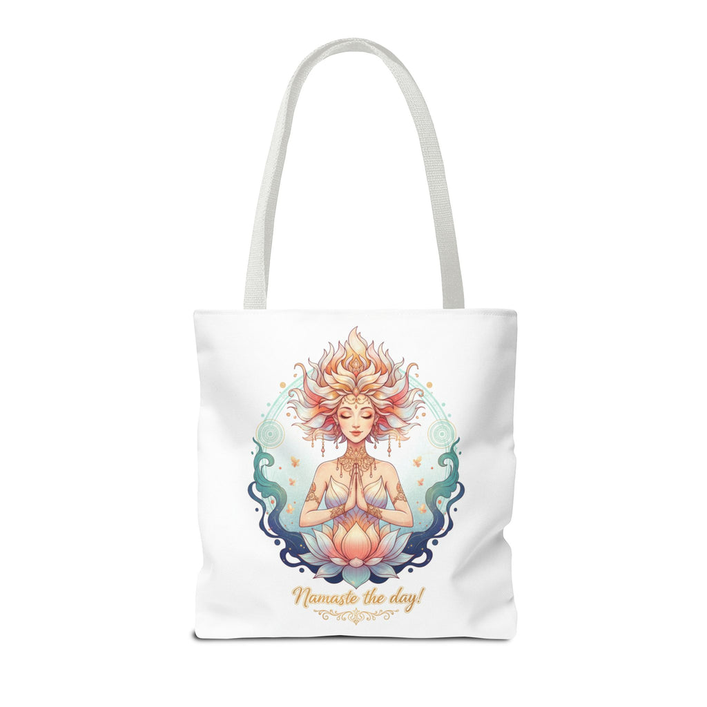 Yoga Lotus Tote Bag — "Namaste the day!" Meditation Canvas Tote
