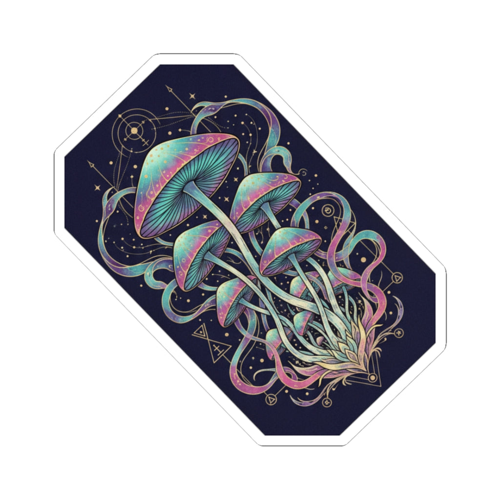 Psychedelic Mushroom Kiss-Cut Sticker – Pastel Cosmic Fungi Decal
