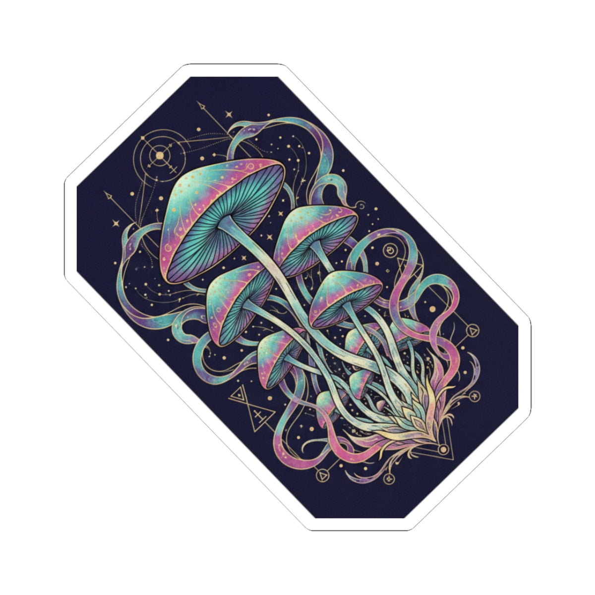 Psychedelic Mushroom Kiss-Cut Sticker – Pastel Cosmic Fungi Decal