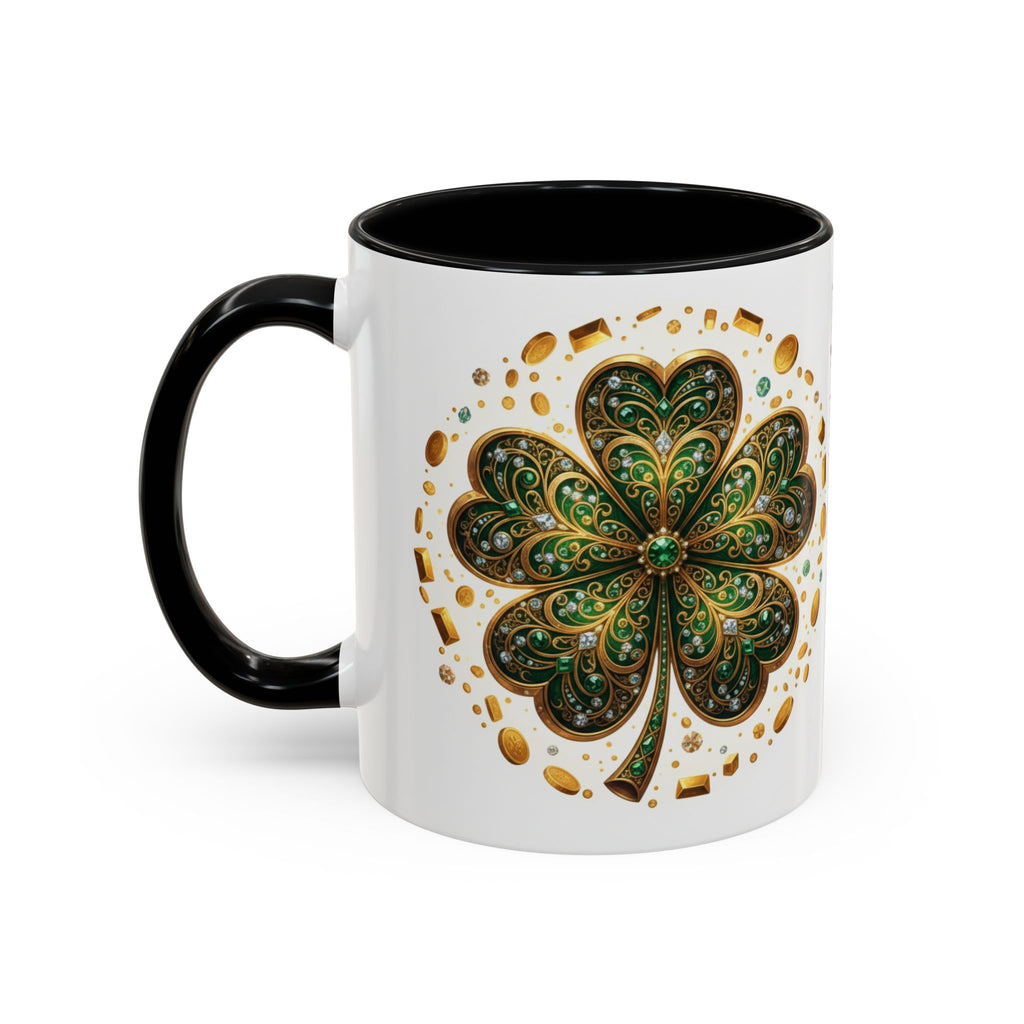 St. Patrick's Shamrock Coffee Mug — "Money Flows to Me" Lucky Charm Accent Mug