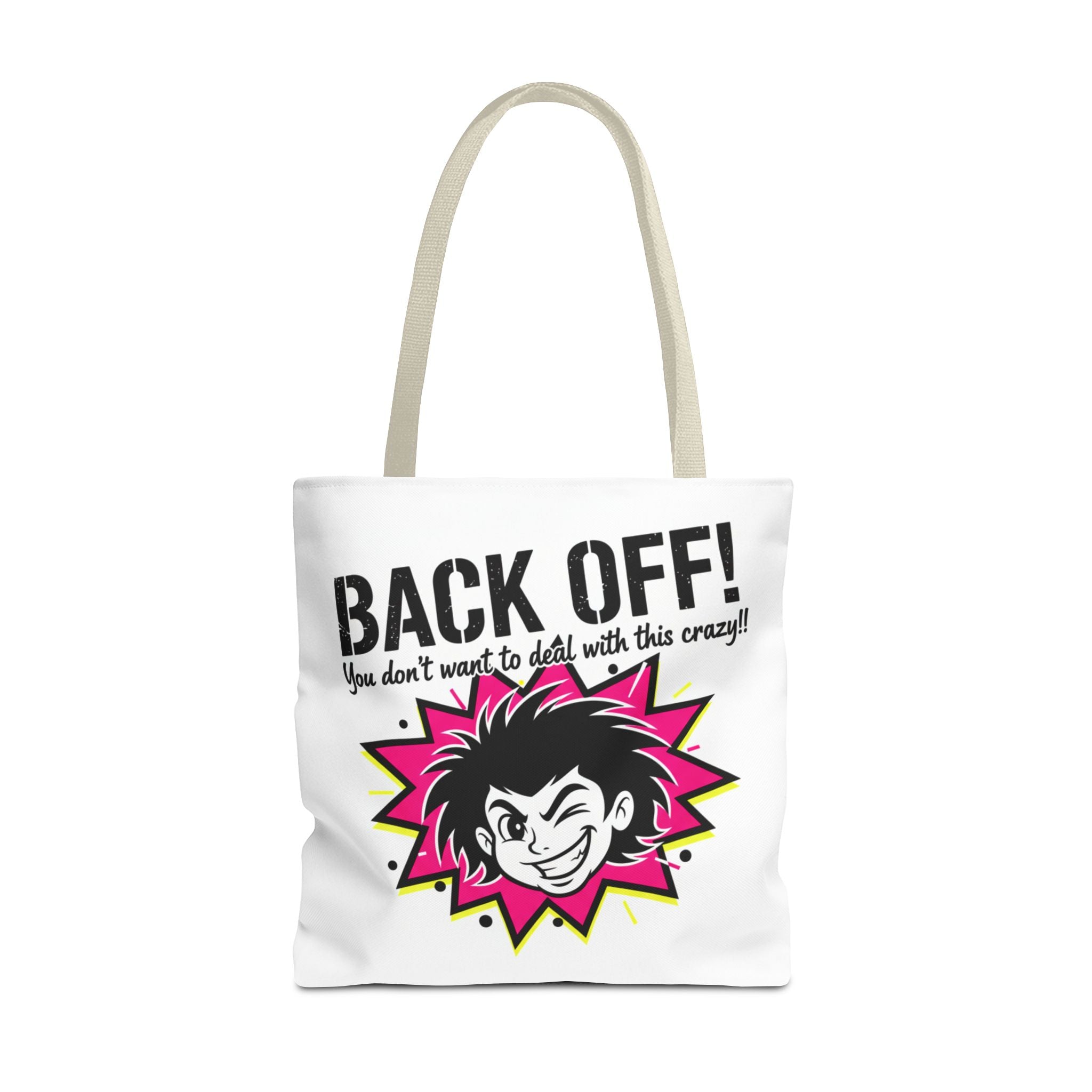 Back Off! Graphic Tote Bag — Funny Retro Punk Design