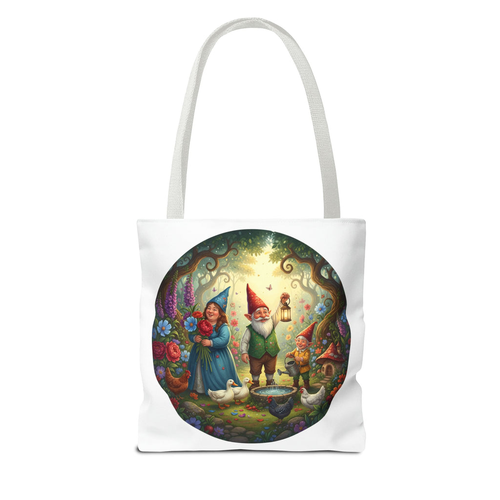 Gnome Garden Tote Bag — Whimsical Fairy Tale Circle Art