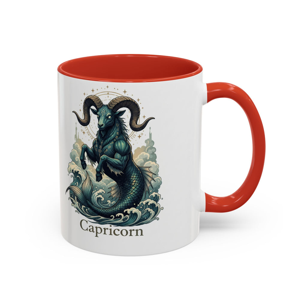 Capricorn Sea-Goat Accent Coffee Mug — Zodiac Astrology Ceramic Gift (11/15oz)