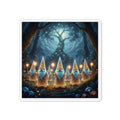 Gnome Lanterns Die-Cut Magnet — Whimsical Forest Nightscape