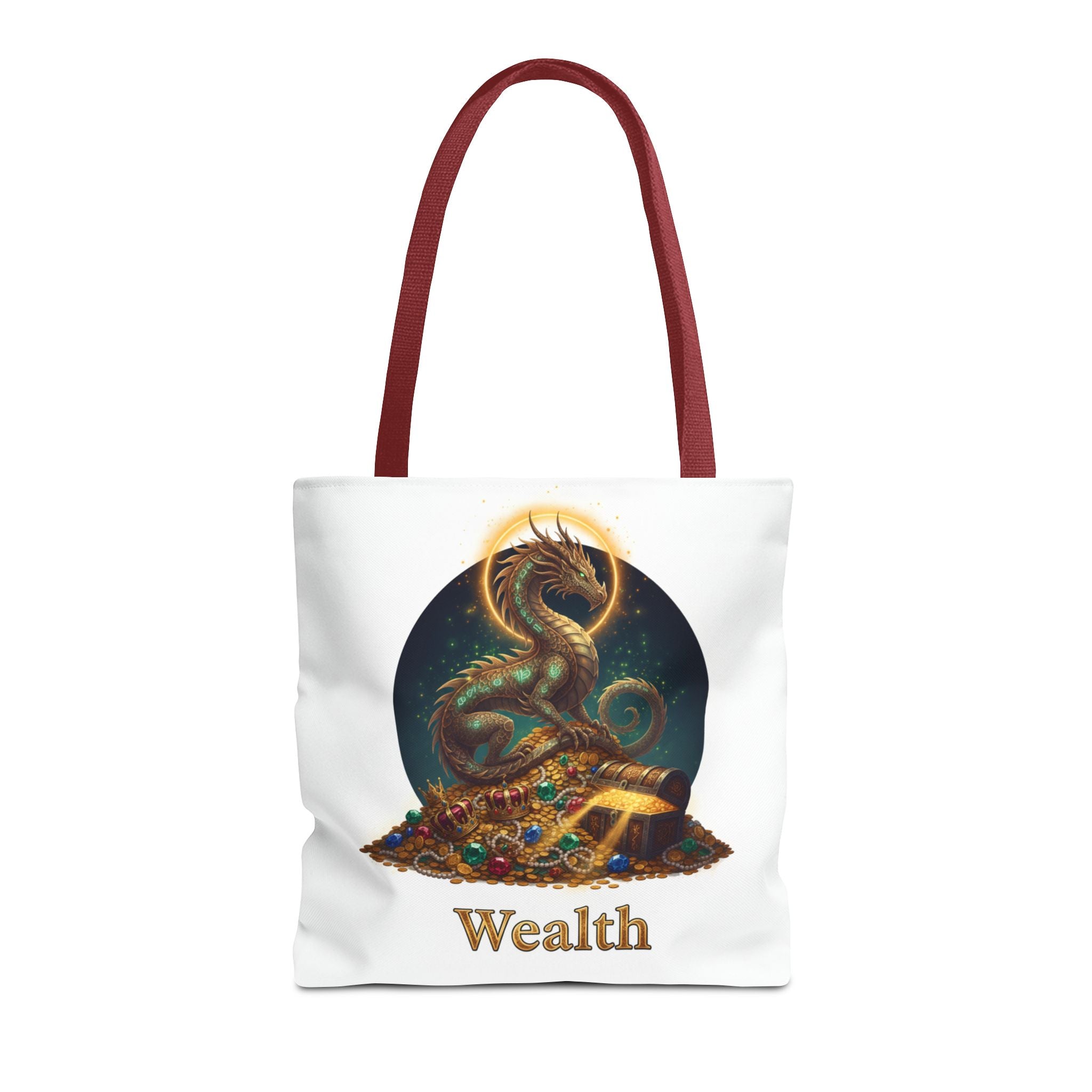 Wealth Dragon Tote Bag — Fantasy Dragon Treasure Illustration Tote