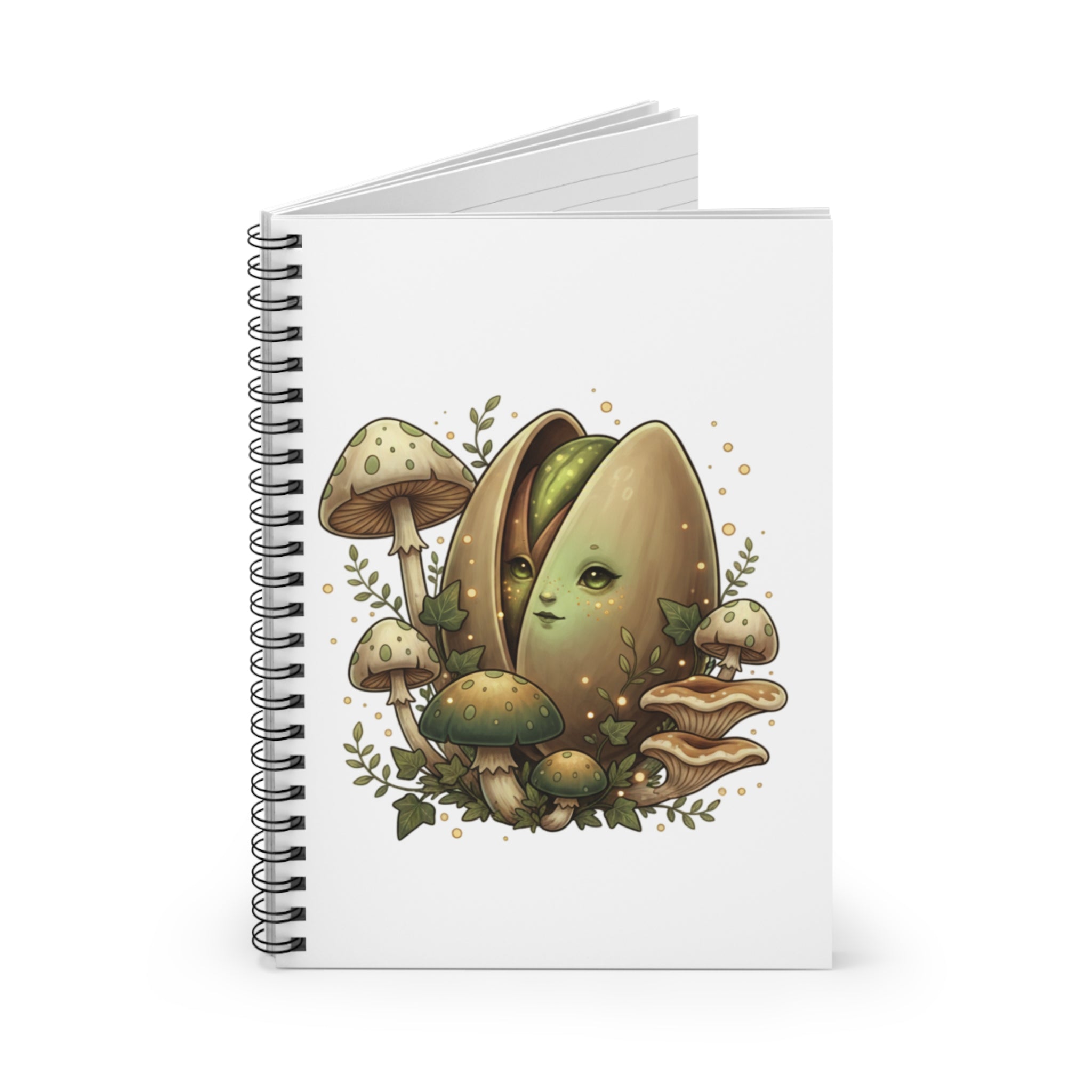 Mushroom Seedling Spiral Notebook — Woodland Cute Ruled Journal
