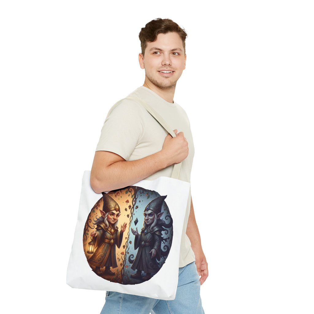 Gnome Duality Tote Bag — Day & Night Fantasy Illustration