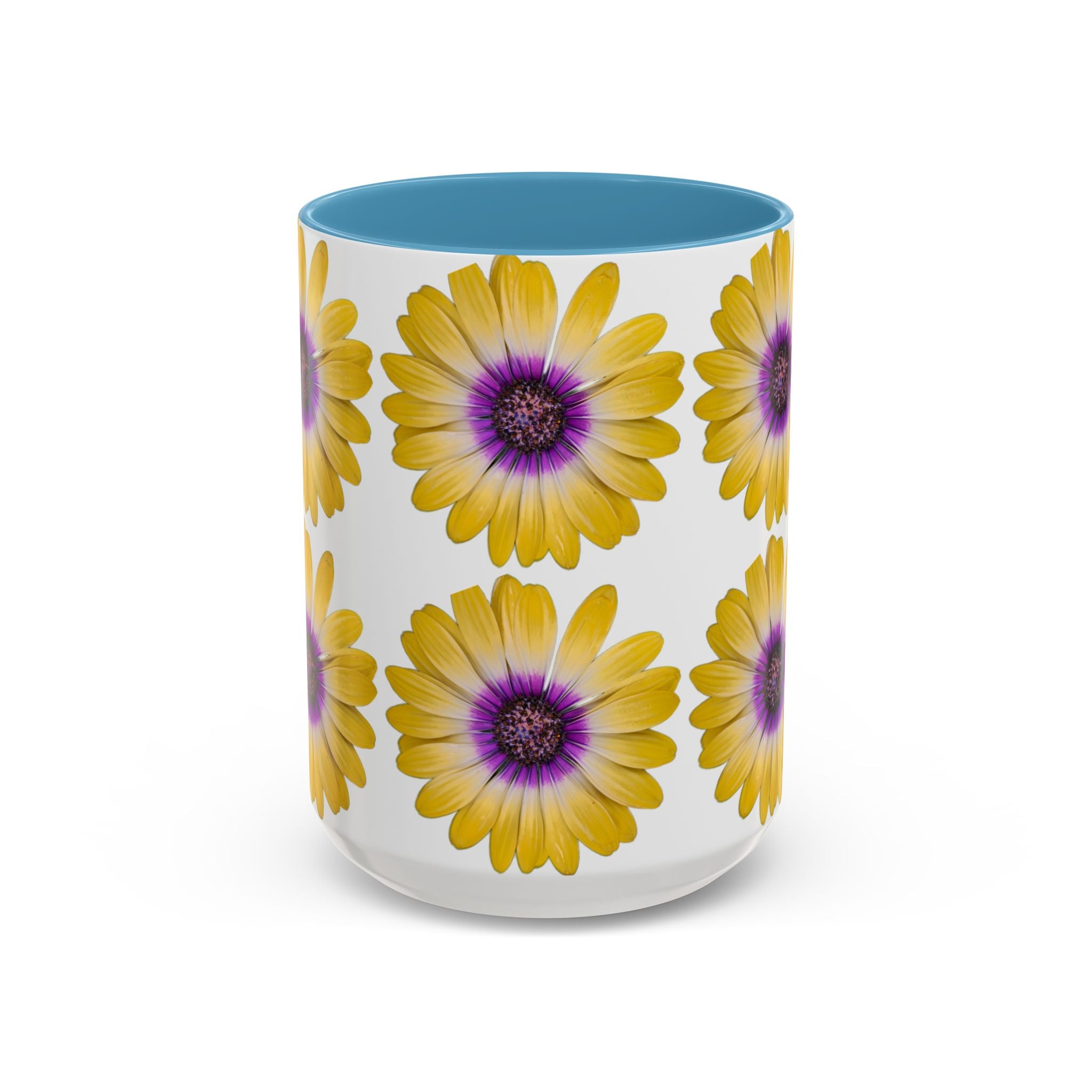 Yellow Purple Daisy Accent Coffee Mug – Floral Pattern 11/15oz
