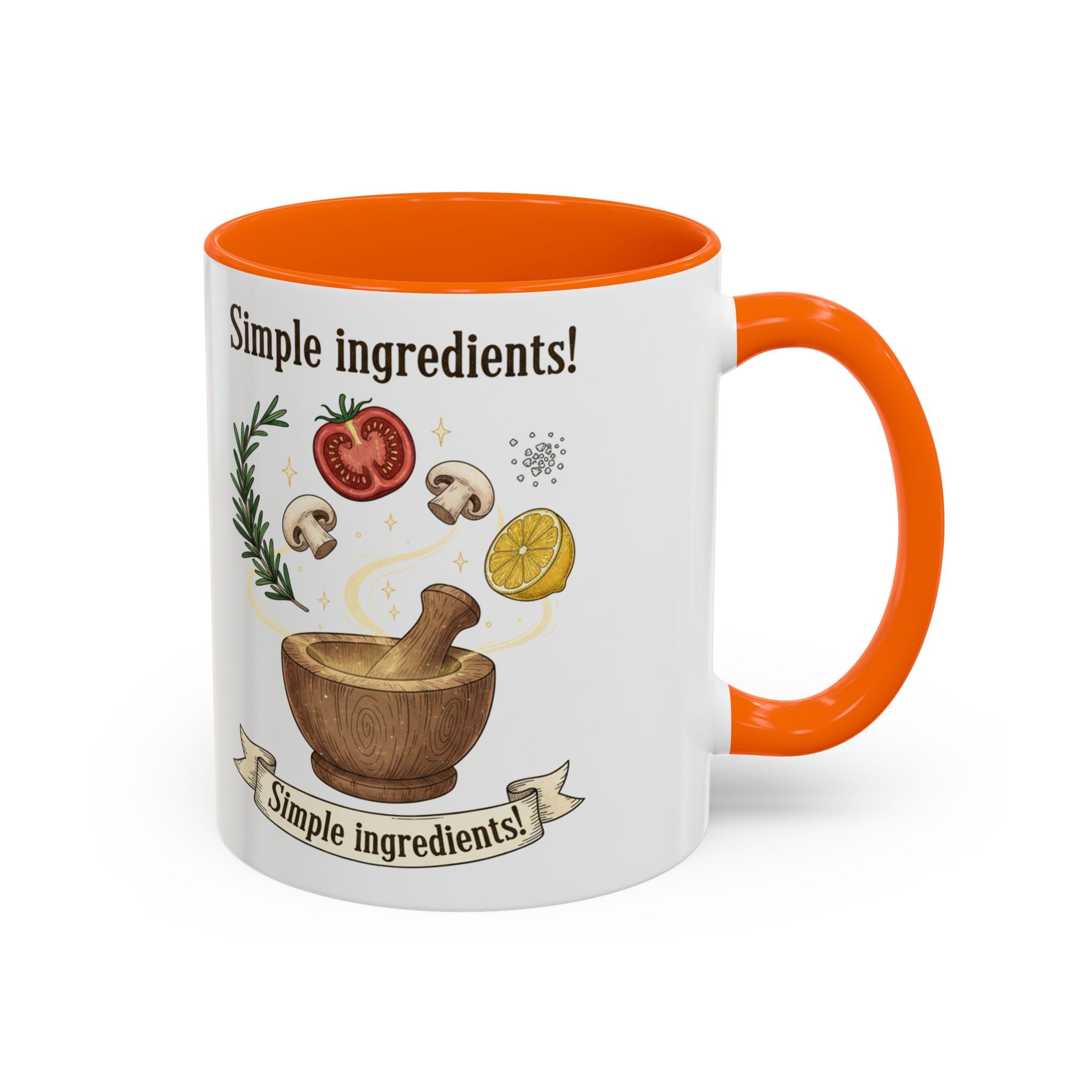Simple Ingredients Coffee Mug — Cute Kitchen Mortar & Herbs Ceramic Accent Mug