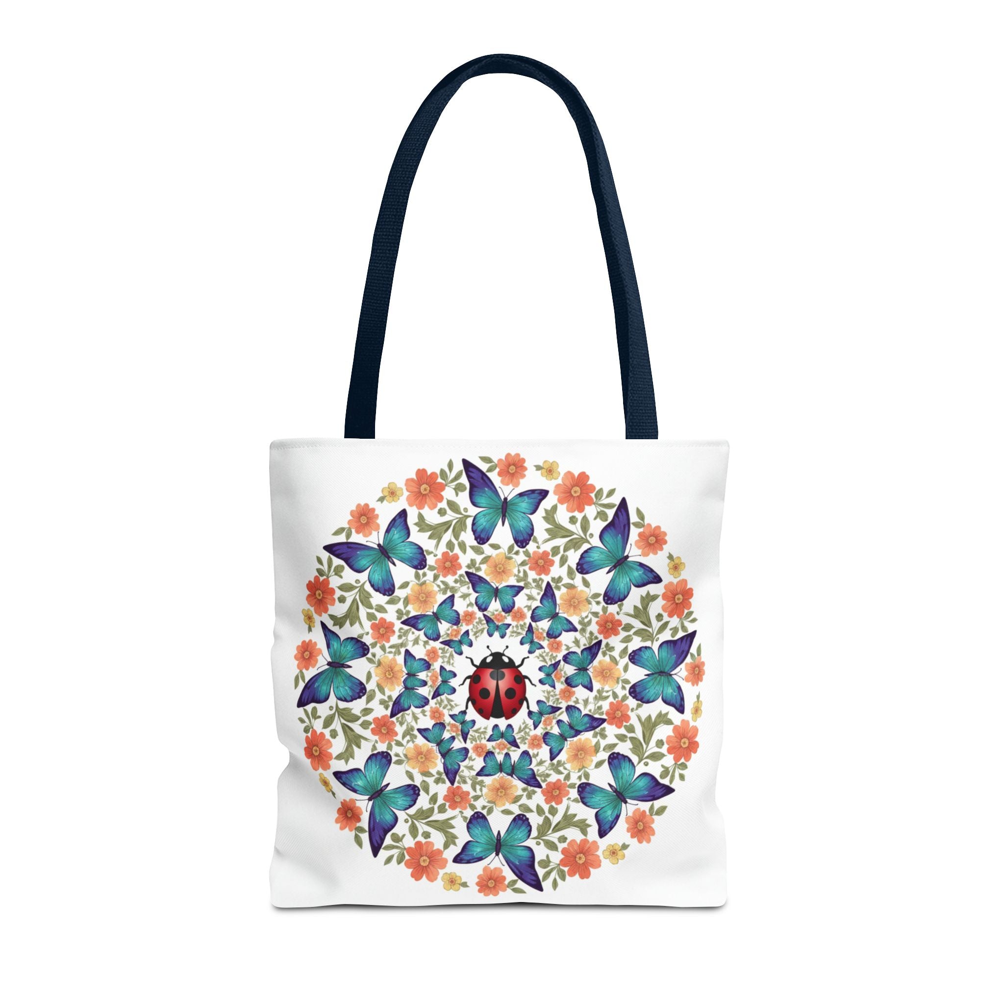 Butterfly & Ladybug Floral Tote Bag – Boho Mandala AOP Beach & Market Bag