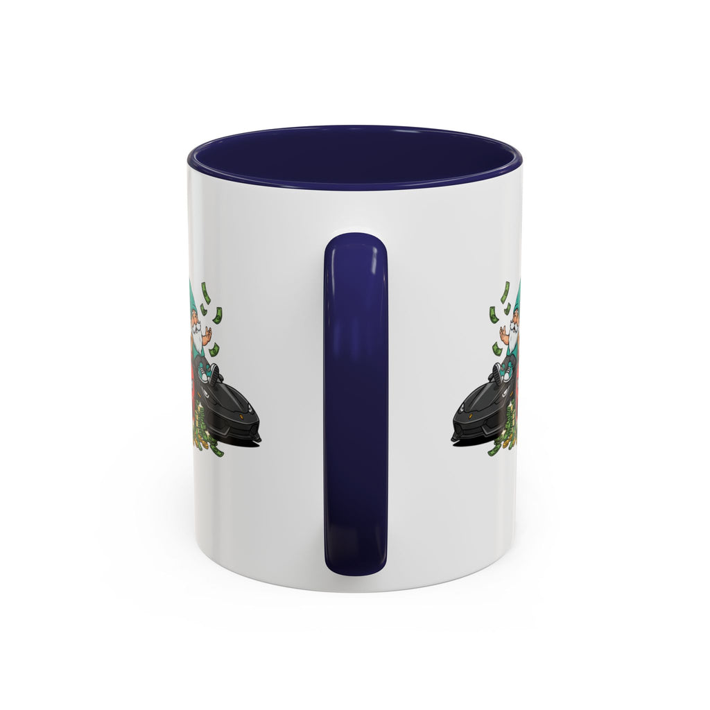 Gnome Car Crew Accent Coffee Mug — Racing Gnomes with Sports Cars (11/15oz)