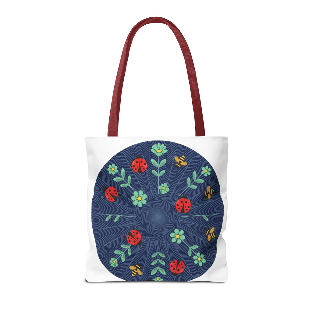 Ladybug Garden Tote Bag — Floral Circular Print AOP Tote