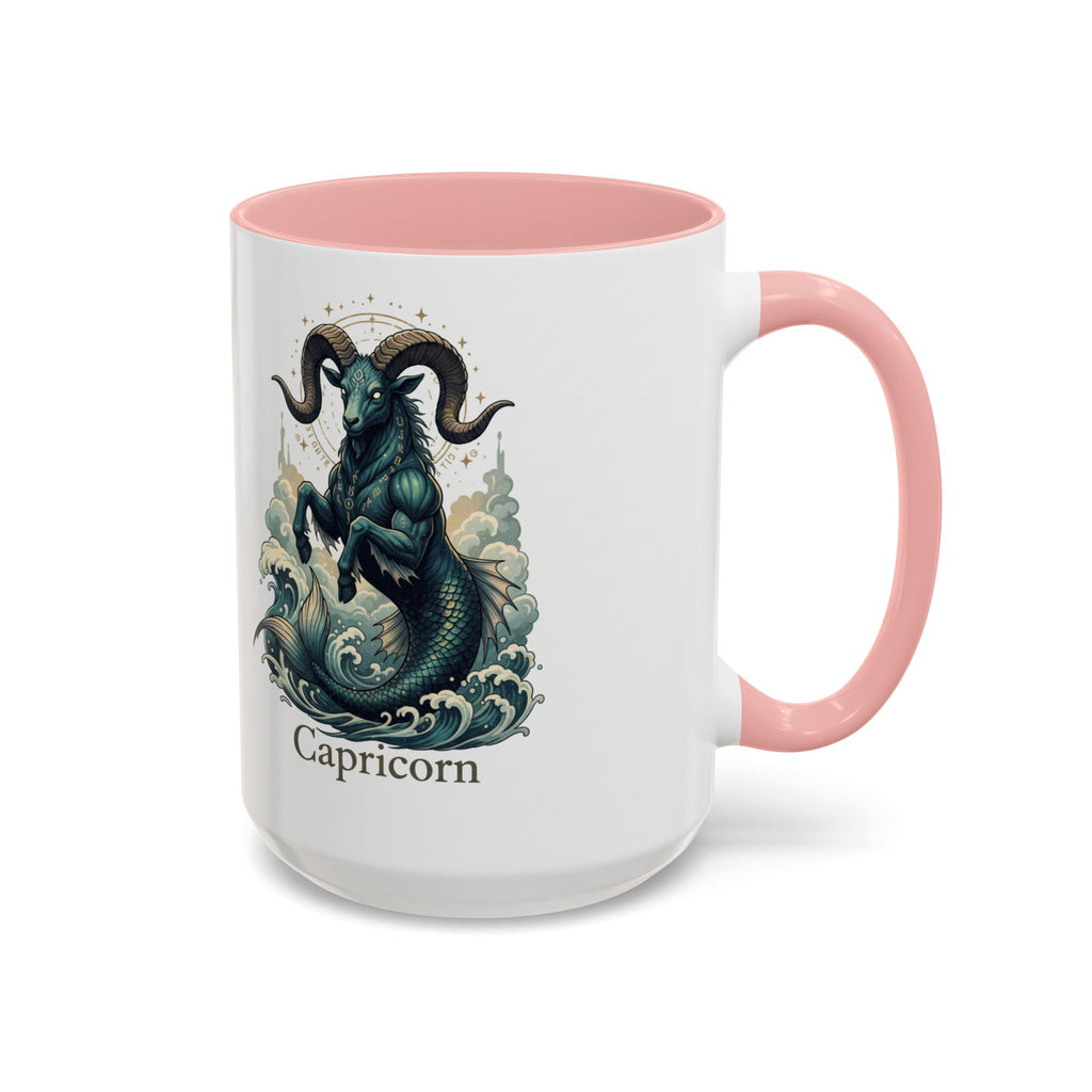 Capricorn Sea-Goat Accent Coffee Mug — Zodiac Astrology Ceramic Gift (11/15oz)