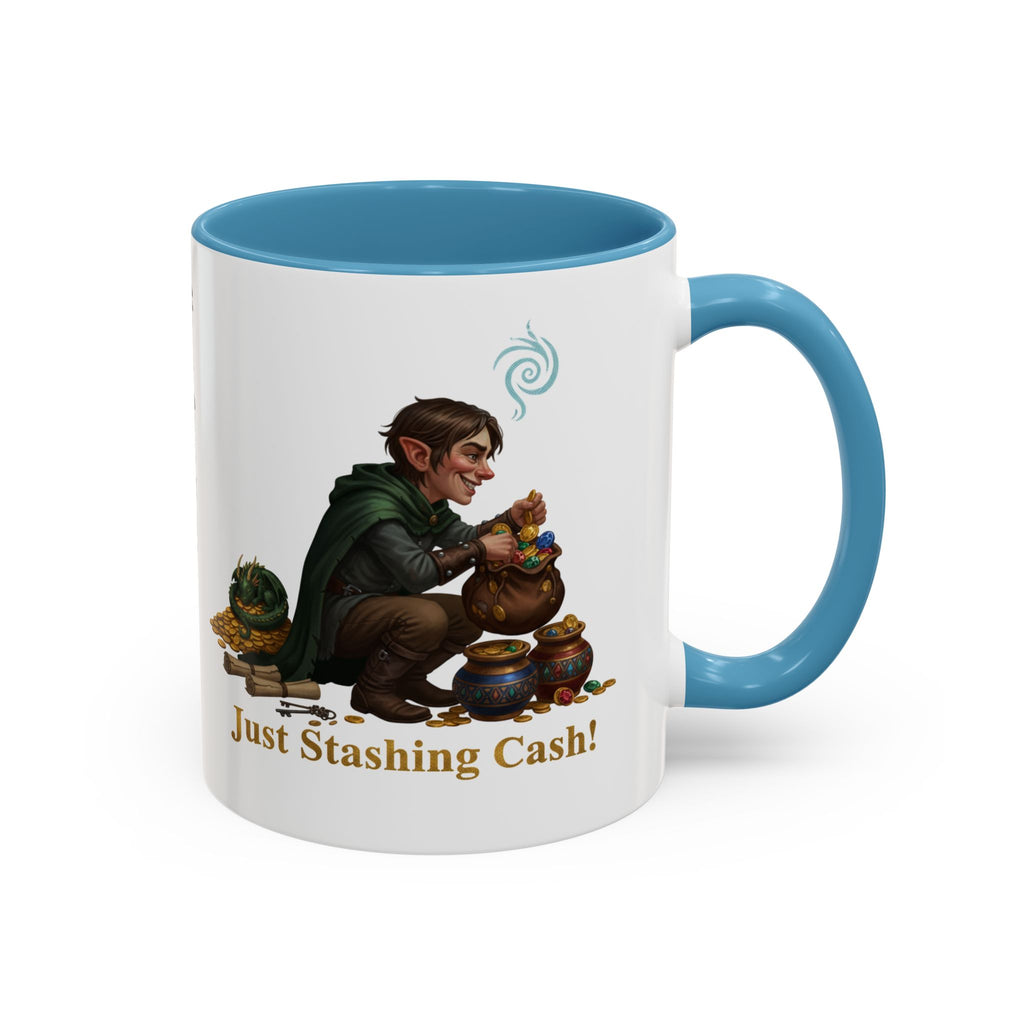 Accent Coffee Mug — "Just Stashing Cash!" Fantasy Gnome Money Mug (11/15oz)